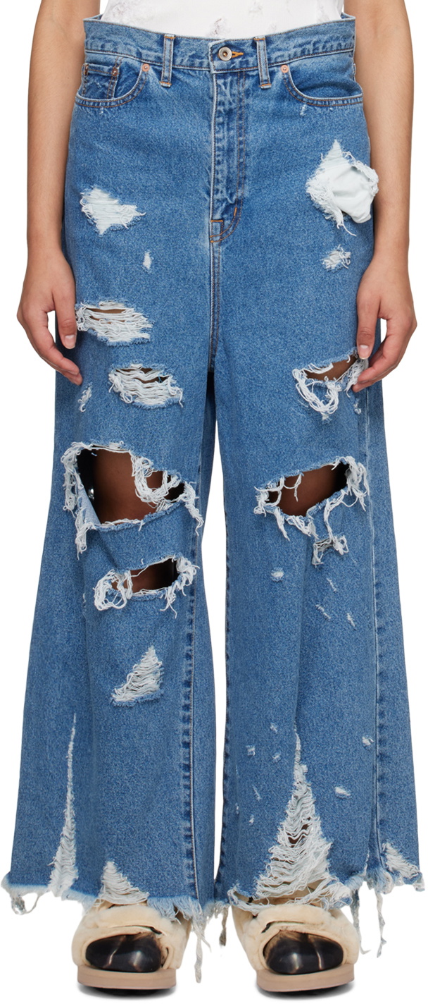 doublet Blue Photo Print Jeans Doublet