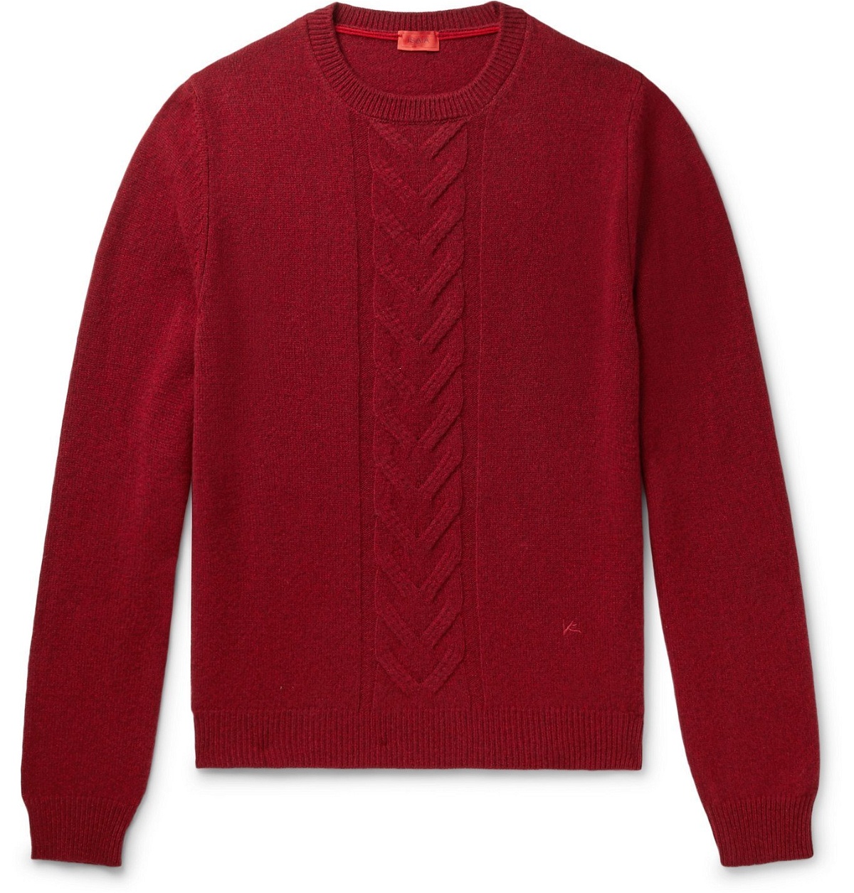Photo: Isaia - Slim-Fit Cable-Knit Wool Sweater - Red