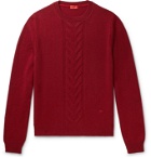 Isaia - Slim-Fit Cable-Knit Wool Sweater - Red