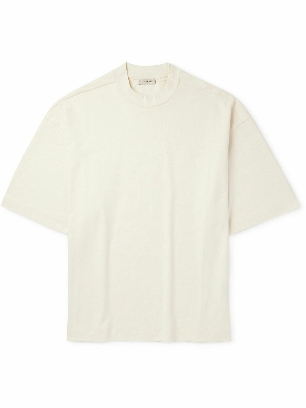 Photo: Fear of God - Logo-Appliquéd Cotton-Jersey Pyjama T-Shirt - Neutrals