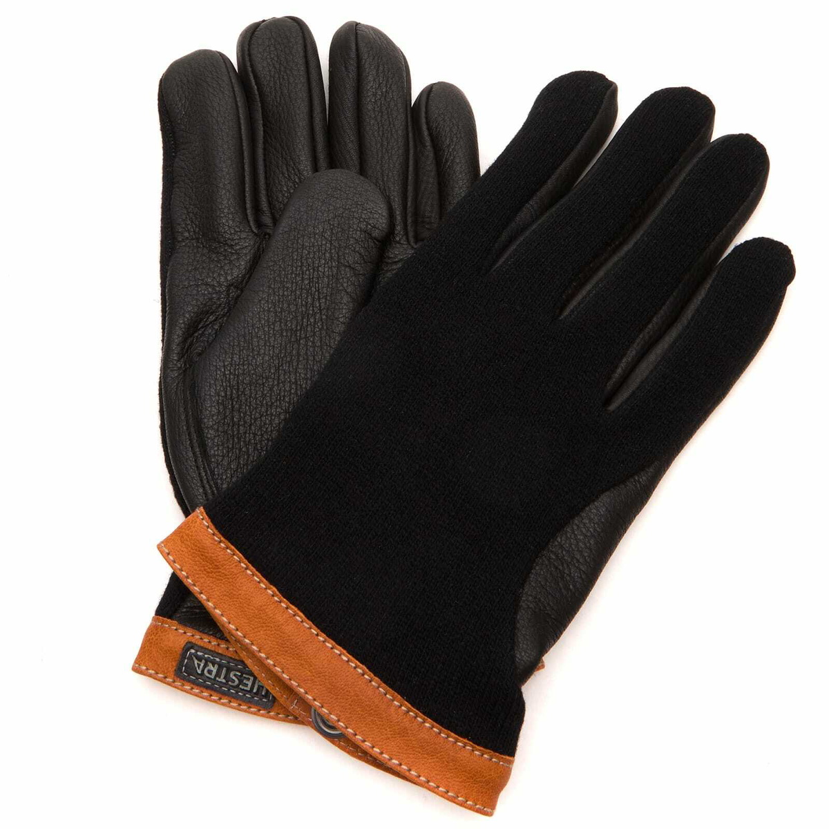 Hestra Men's Deerskin Wool Tricot Gloves in Black