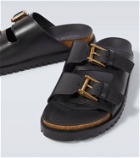 Versace Barocco leather-trimmed slides