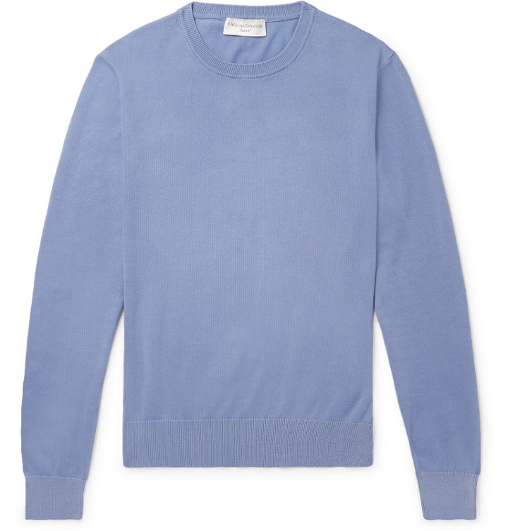 Photo: Officine Generale - Neils Garment-Dyed Cotton Sweater - Blue