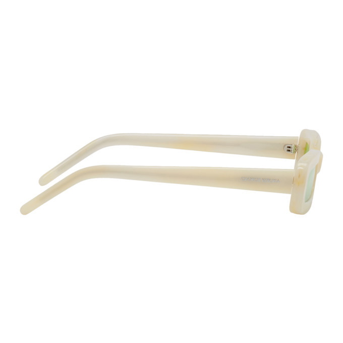 George Keburia Beige Long Rectangular Sunglasses