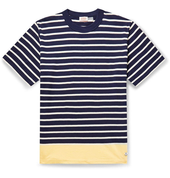 Photo: Armor Lux - Striped Cotton-Jersey T-Shirt - Blue