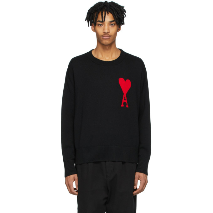 Photo: AMI Alexandre Mattiussi Black Ami De Coeur Crewneck Sweater