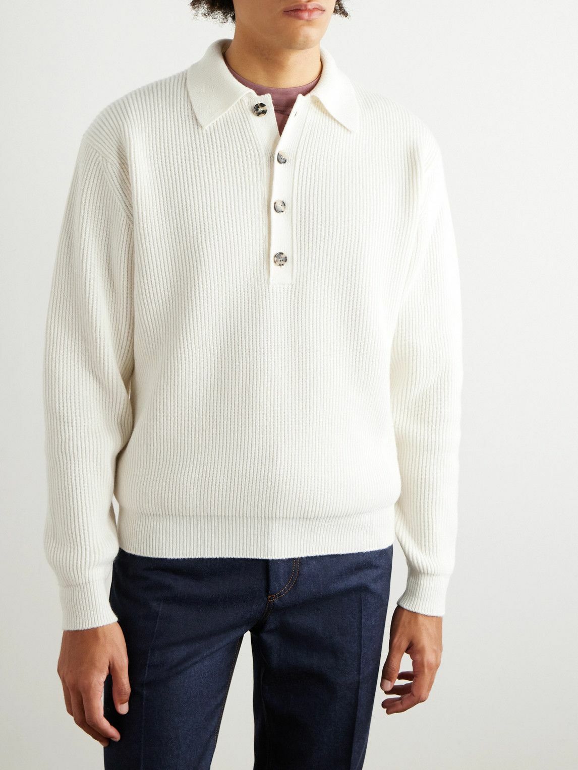 Loro Piana - Leth Ribbed Cashmere Polo Shirt - Neutrals Loro Piana