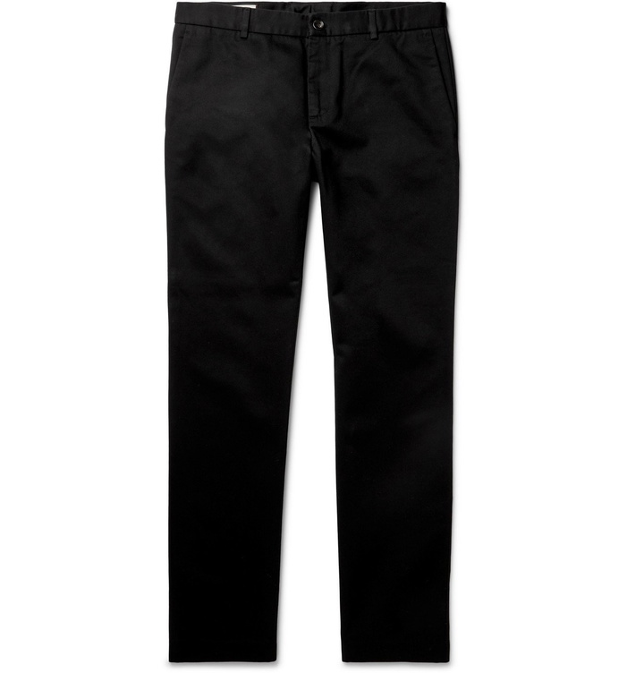 Photo: Gucci - Slim-Fit Logo-Embroidered Cotton-Drill Trousers - Black