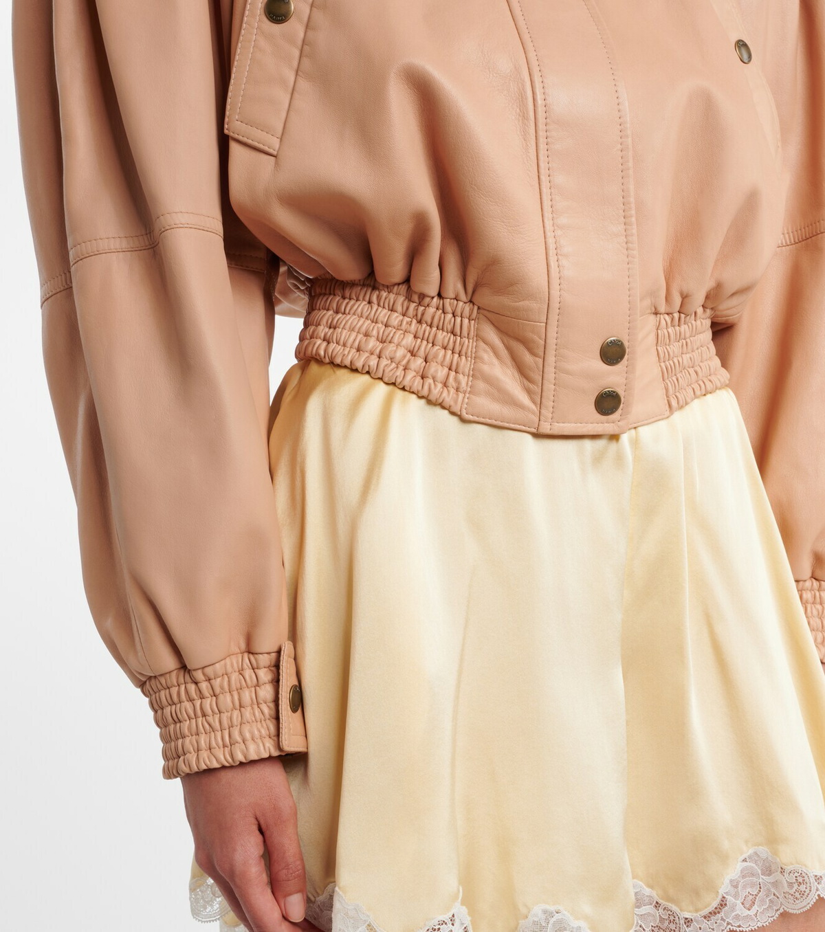 Chloé Scarf-detail cropped leather jacket