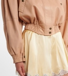 Chloé Scarf-detail cropped leather jacket