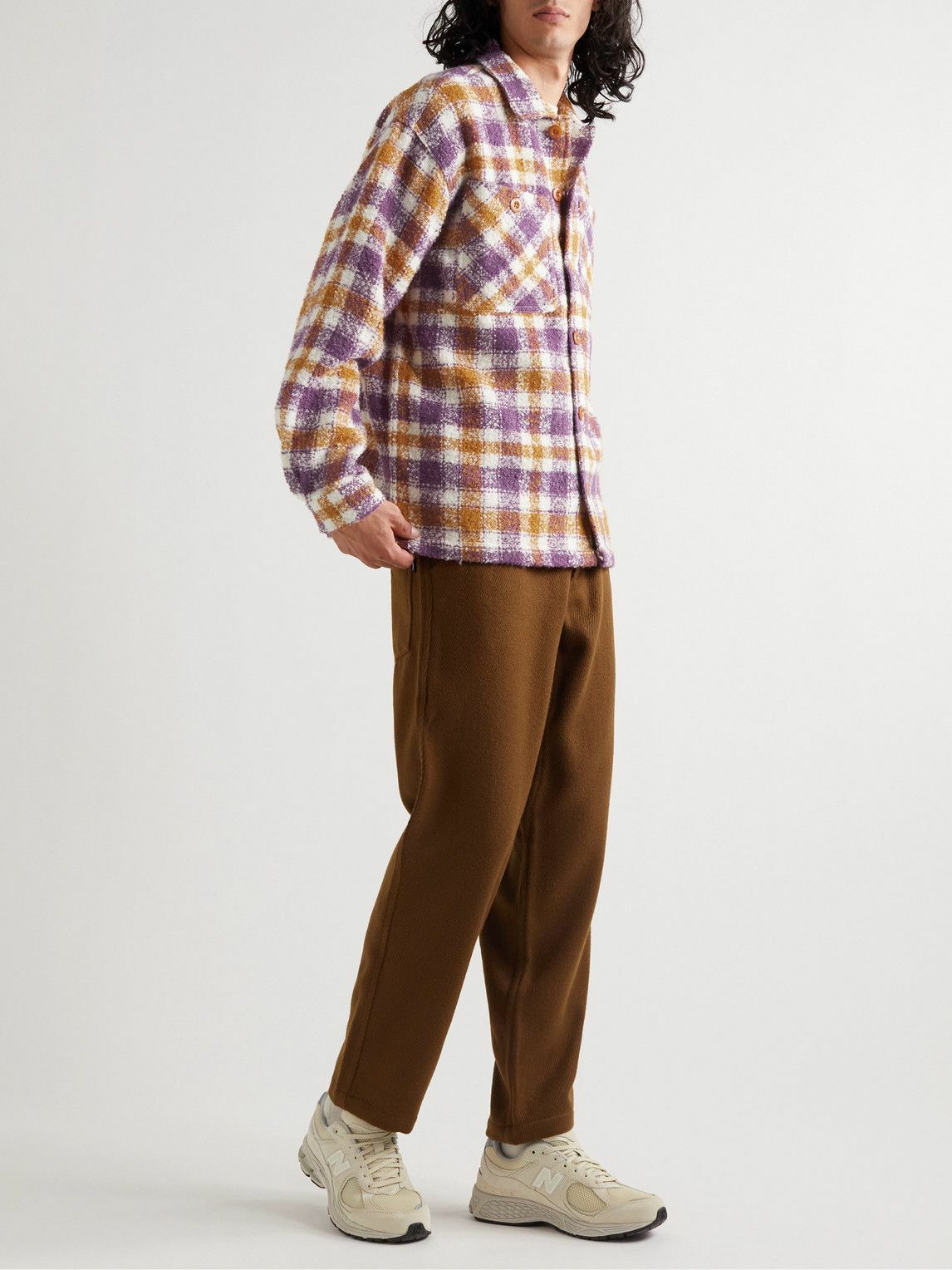 GENERAL ADMISSIONS Checked Bouclé Overshirt Purple