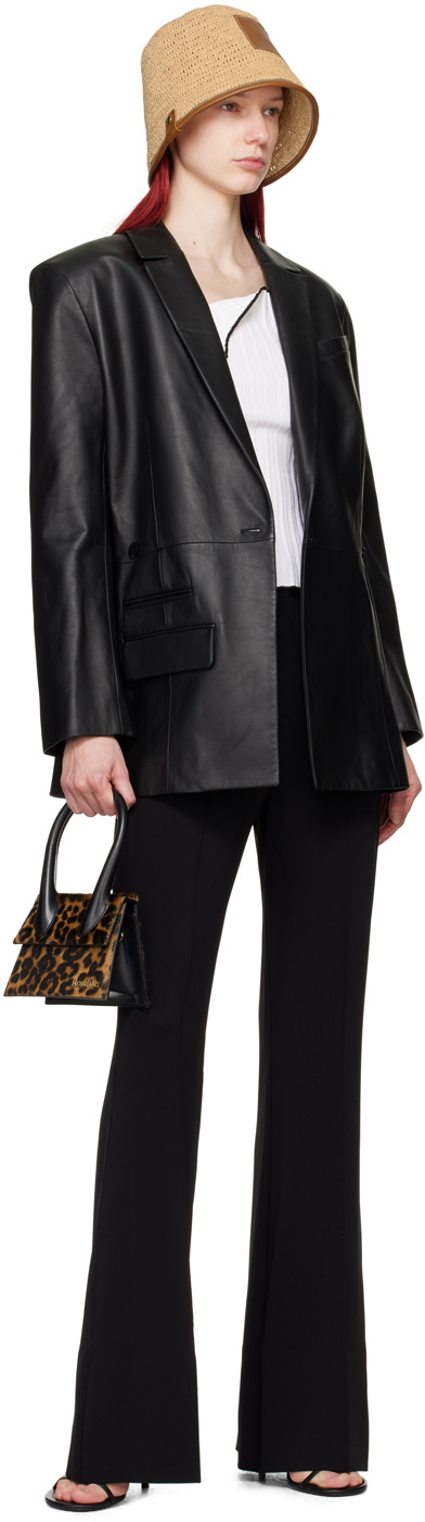 JACQUEMUS Black Les Sculptures 'La veste Tibau cuir' Leather Jacket