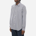 Comme des Garçons Homme Men's Back Logo Striped Shirt in Navy/White