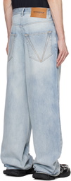 VETEMENTS Blue Embroidered Logo Baggy Jeans