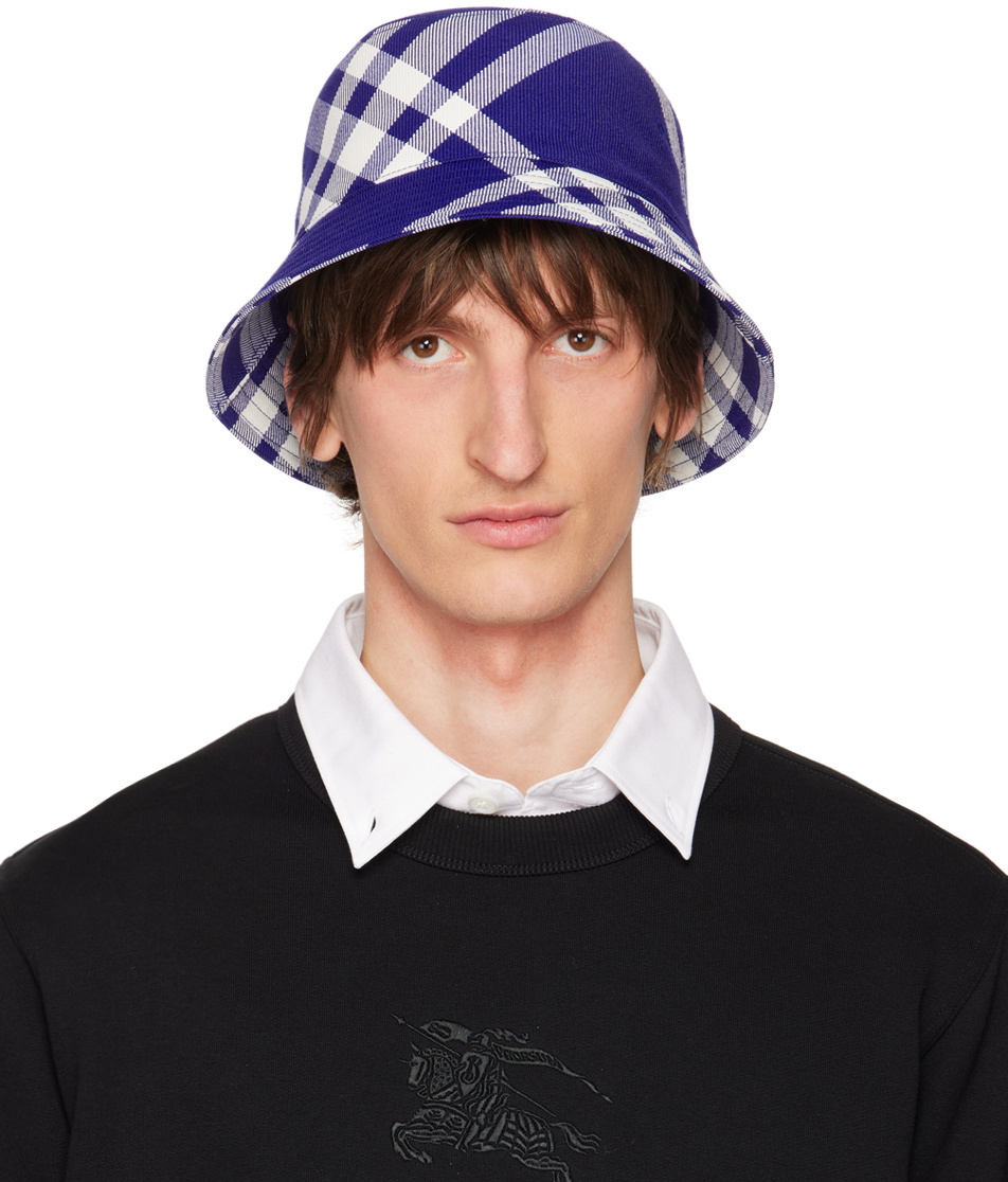 Burberry Blue Check Bucket Hat Burberry