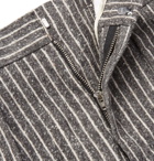 Isabel Marant - Vermer Tapered Pleated Striped Slub Cotton-Blend Trousers - Dark gray