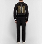 Bottega Veneta - Intrecciato Leather-Trimmed Striped Canvas Backpack - Men - Army green