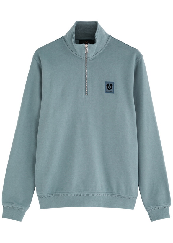 Photo: Belstaff Half-zip Logo Cotton Sweatshirt Blue