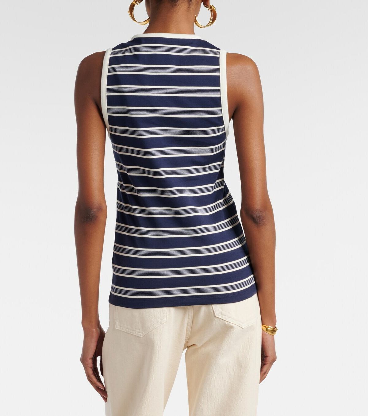 Saint Laurent Cassandre striped cotton jersey tank top