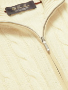 Loro Piana - Suede-Trimmed Cable-Knit Baby Cashmere Half-Zip Sweater - Neutrals