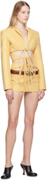 Lado Bokuchava SSENSE Exclusive Beige Shibari Faux-Leather Blazer