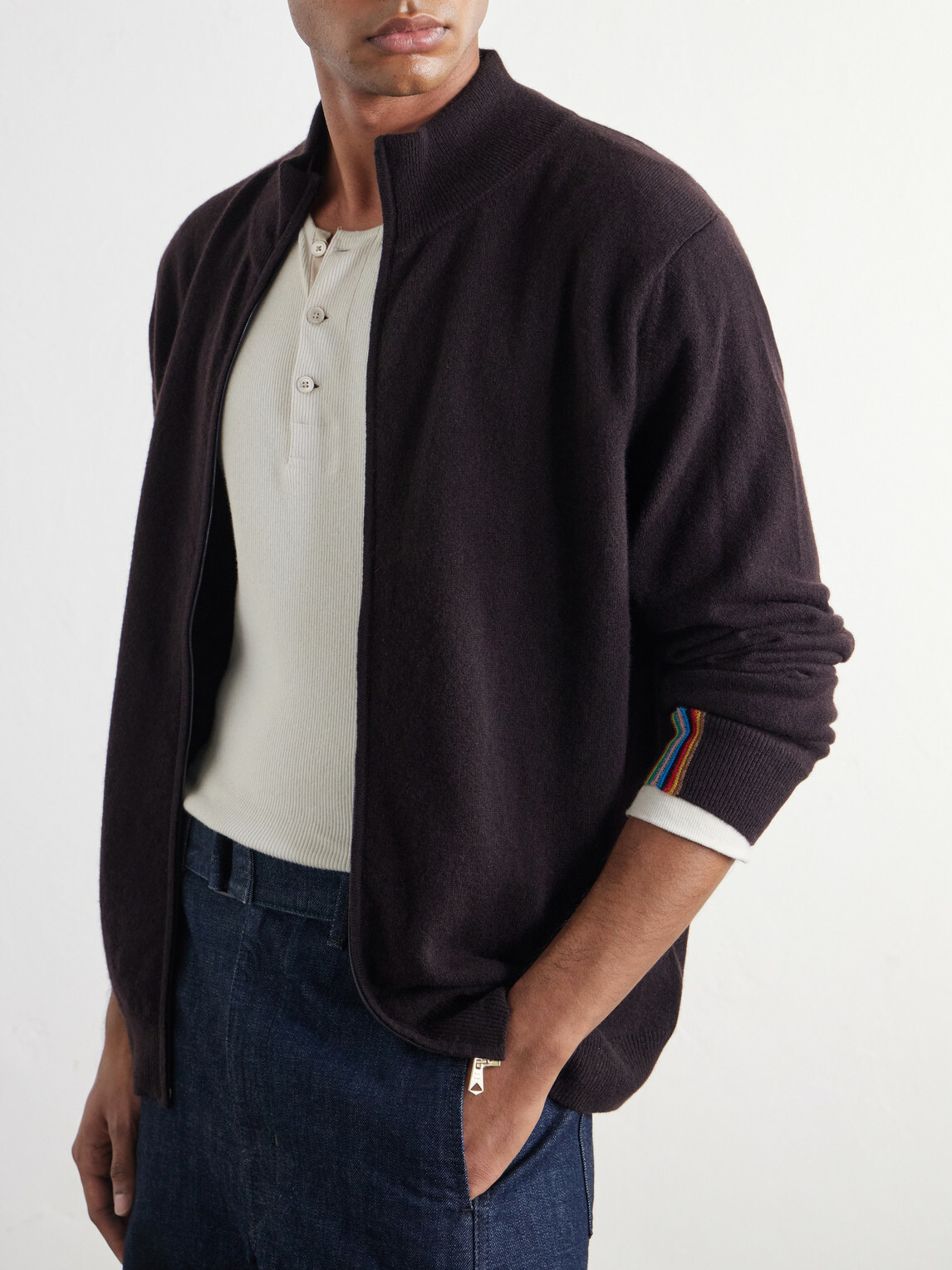 Paul Smith - Cashmere Zip-Up Cardigan - Brown