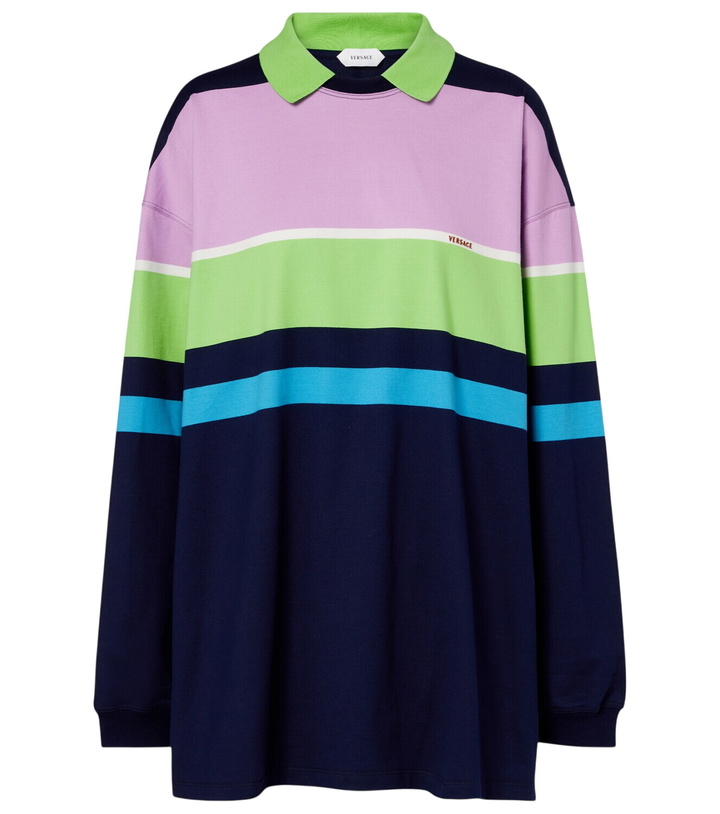 Photo: Versace Striped cotton jersey polo sweater