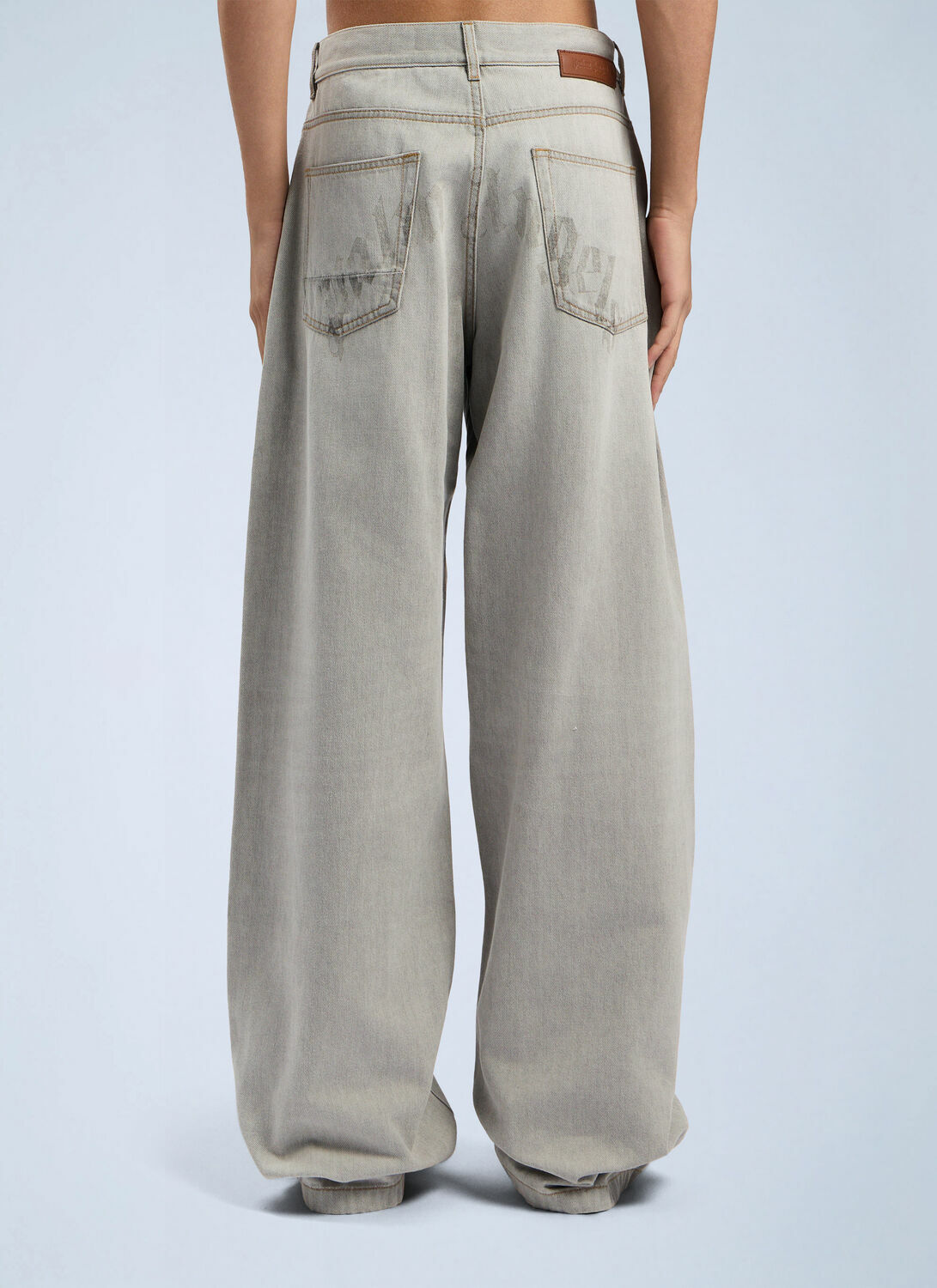 Palm Angels Curved Logo Loose Denim Pants