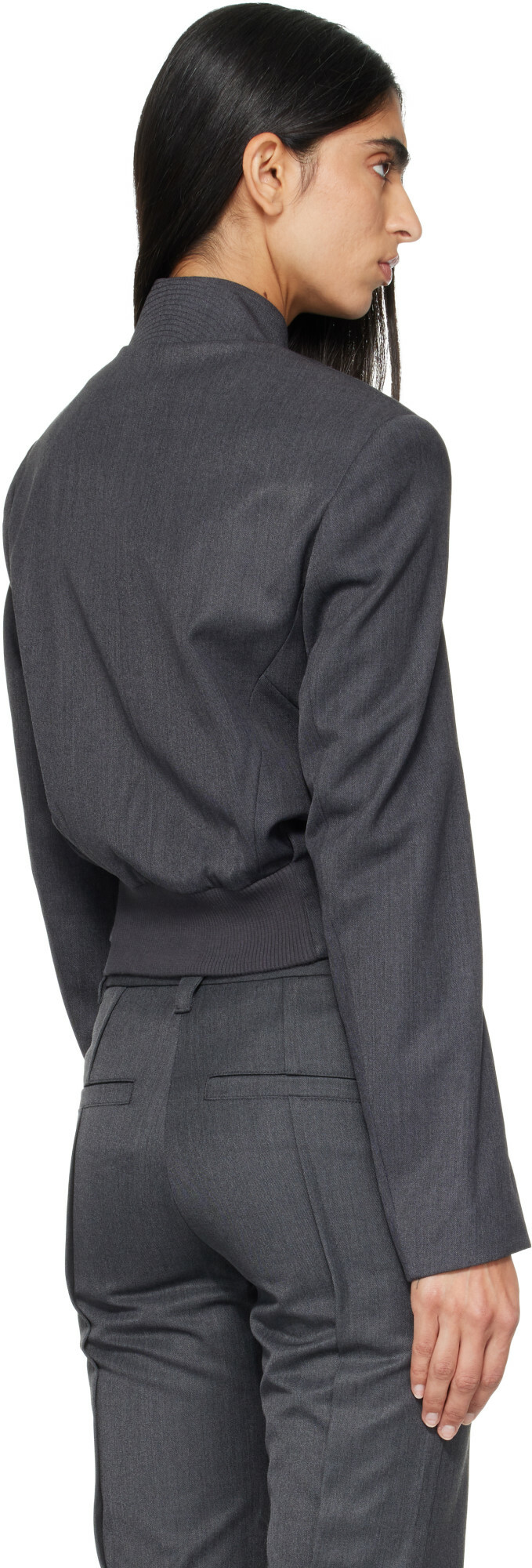 OPEN YY Gray Wool Double-Breasted Blazer