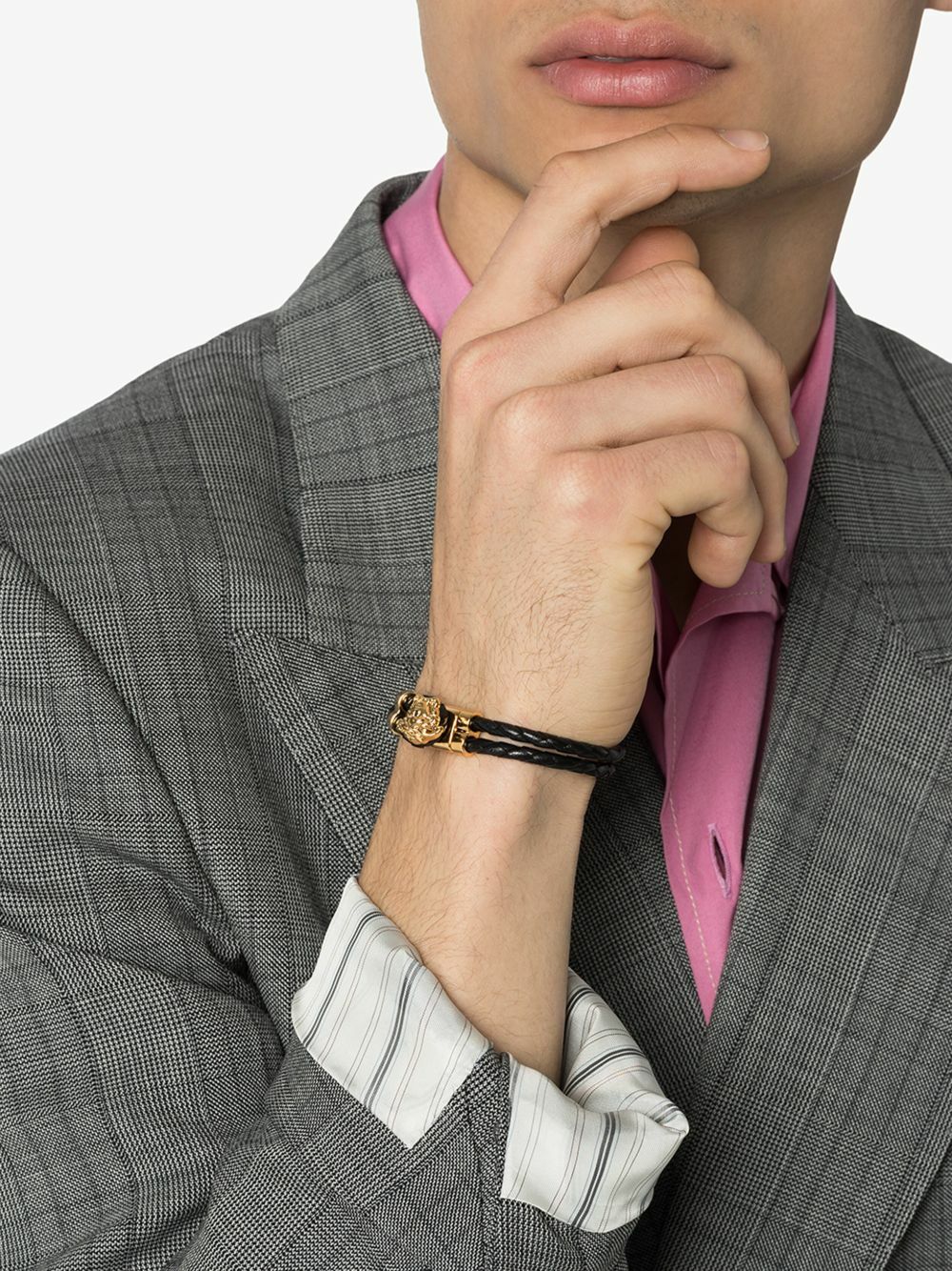 Versace Black Medusa Leather Bracelet