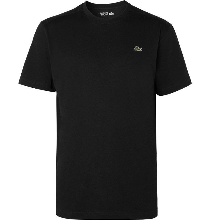 Photo: Lacoste Tennis - Logo-Appliquéd Cotton-Blend Jersey Tennis T-Shirt - Black