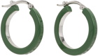MM6 Maison Margiela Silver & Green Minimal Wire Hoop Earrings