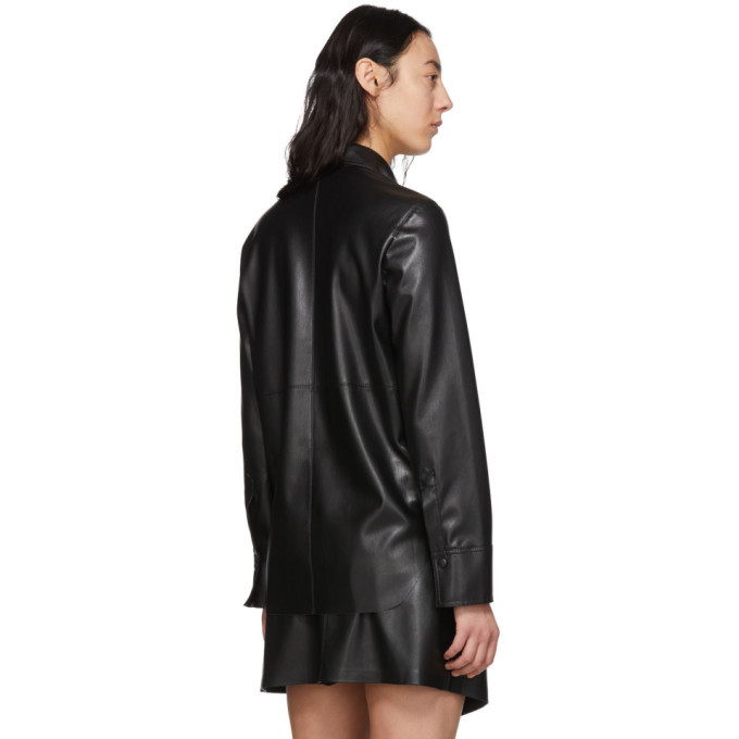 Nanushka Black Vegan Leather Noelle Shirt