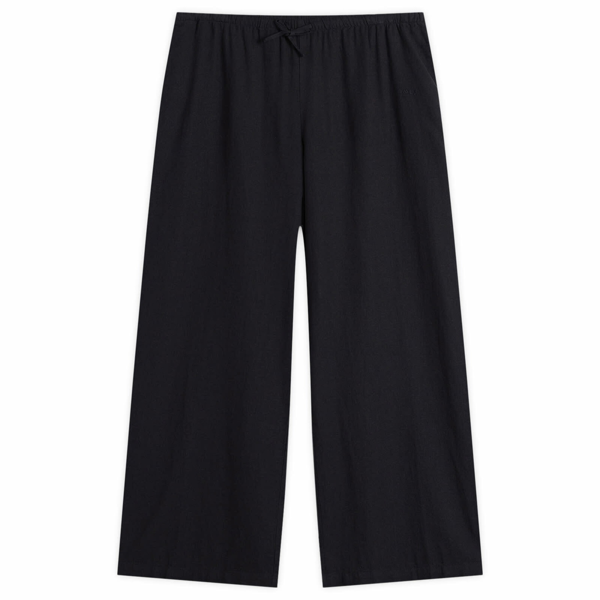 TALA Women's Soft Linen Drawstring Trousers in Shadow Black