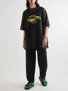 VETEMENTS - Oversized Printed Cotton-Jersey T-Shirt - Black