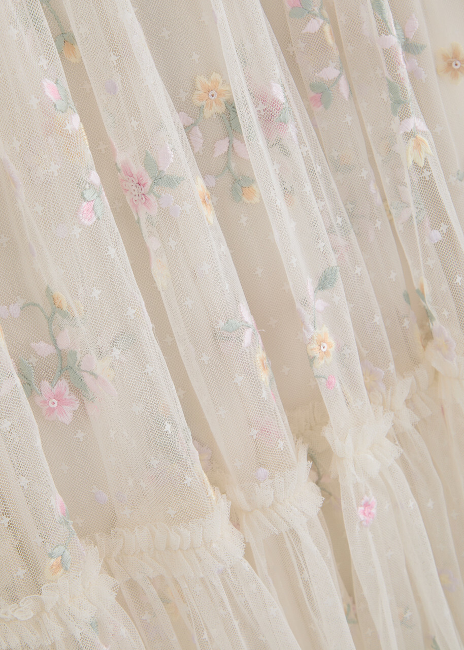 Needle & Thread Dragonfly Garden Embroidered Tulle Gown Cream