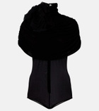 Magda Butrym Floral-appliqué caped bodysuit