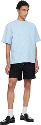 Casablanca Blue Applique Monogram Oversized Short Sleeve T‑shirt