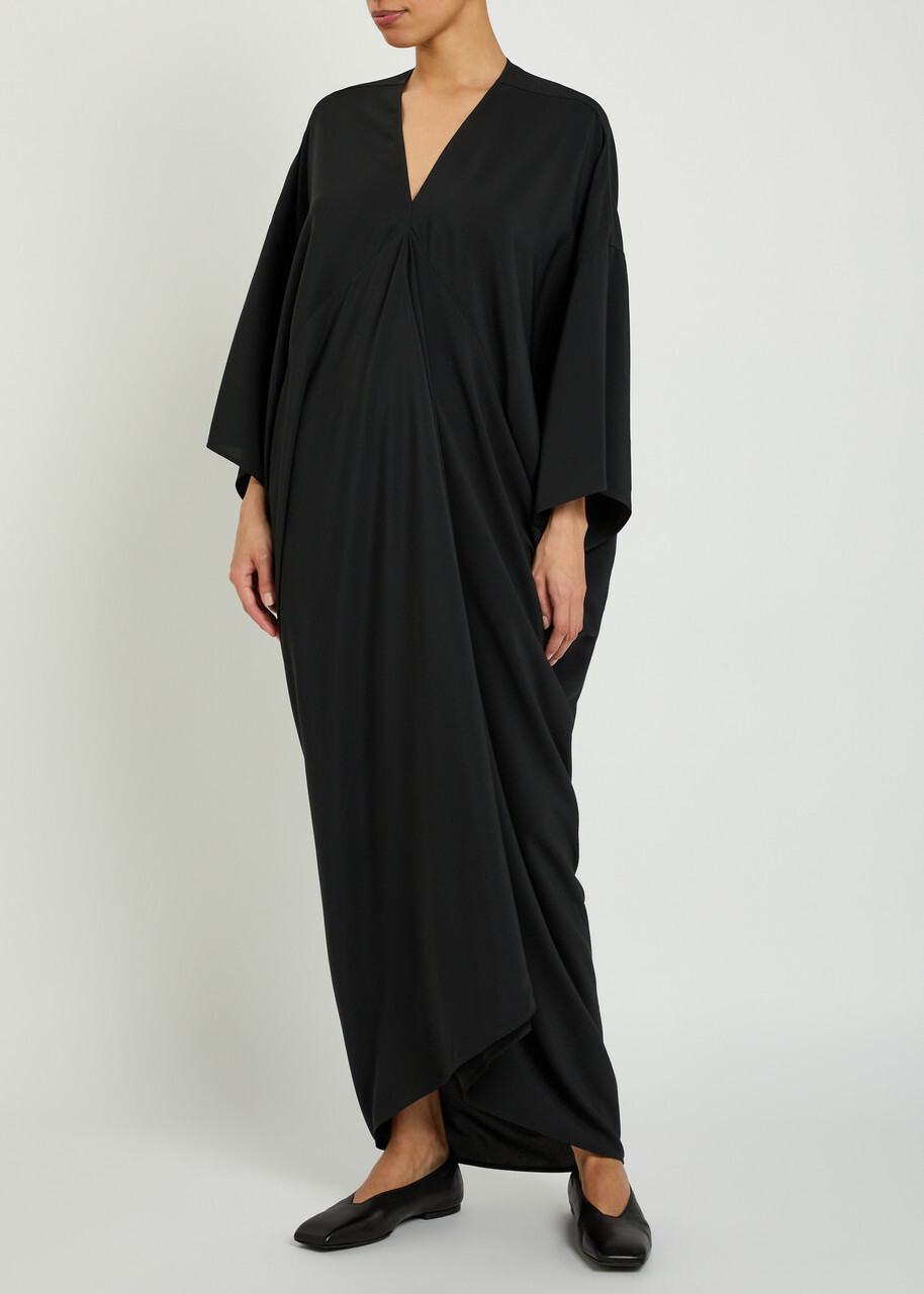 Rick Owens Tommykite Crepe Maxi Dress Black