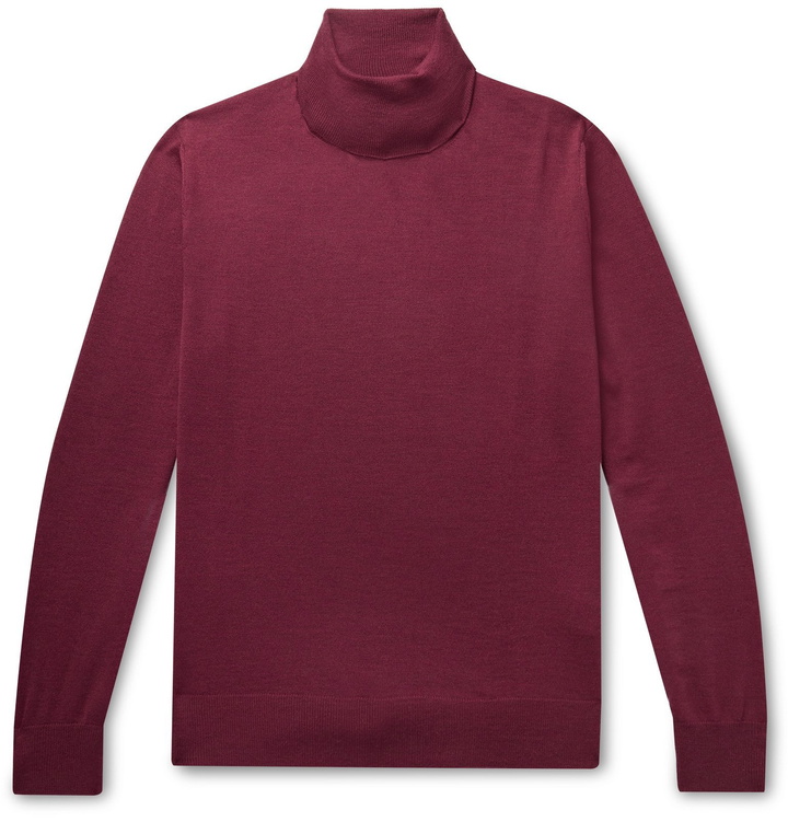 Photo: Canali - Merino Wool Rollneck Sweater - Burgundy