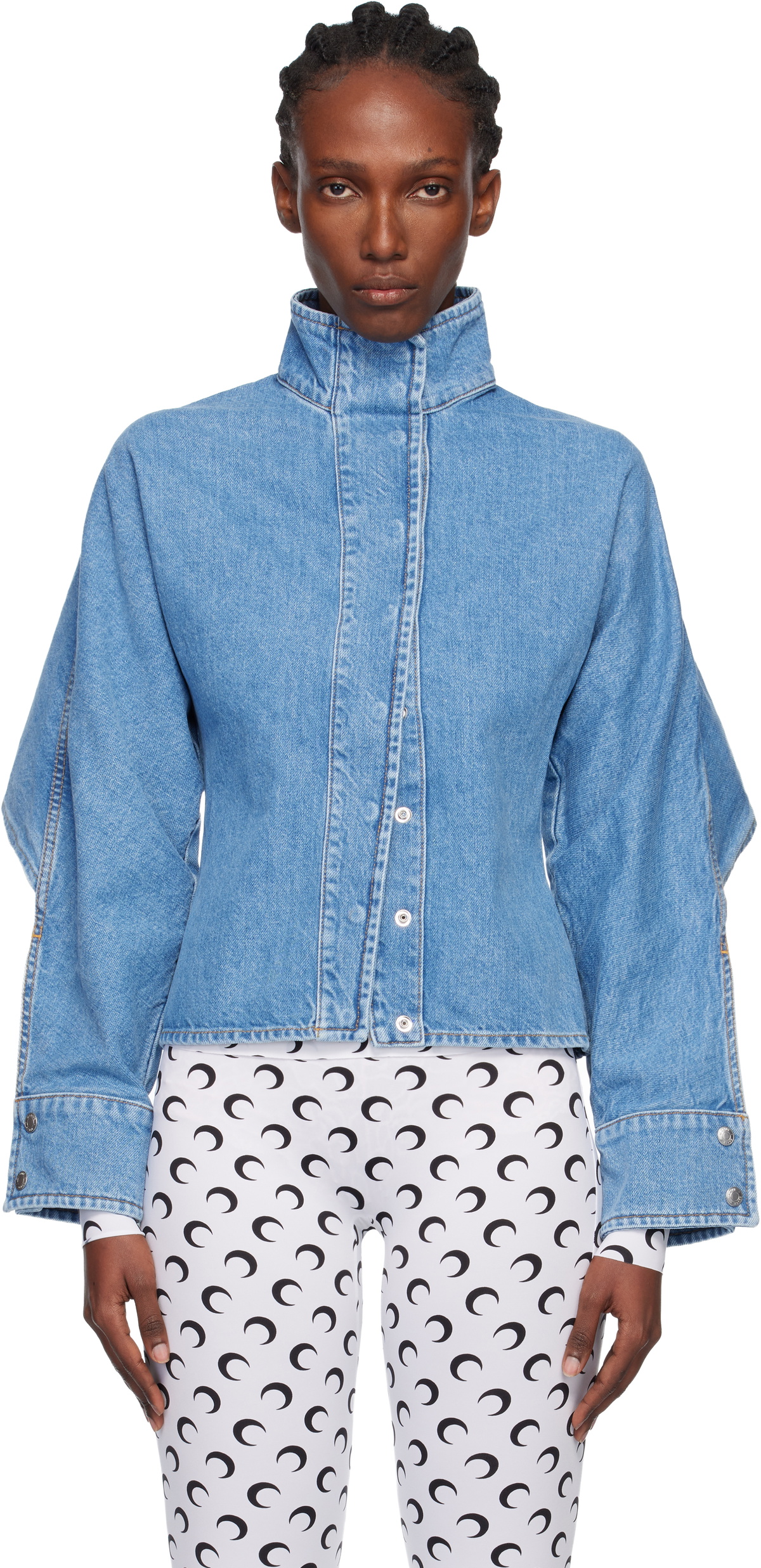 Marine Serre Blue Moon Laser Wash LS Denim Jacket