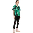 Amiri Green and Black Banana Leaves Silk Pyjama Short Sleeve Shirt