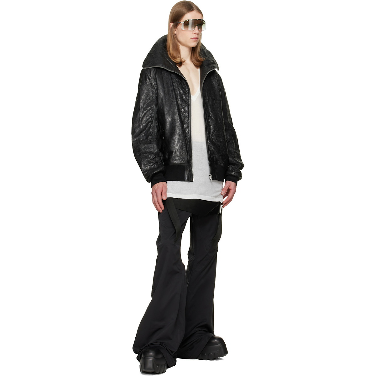 Rick Owens Black Tower Dracuflight Leather Jacket