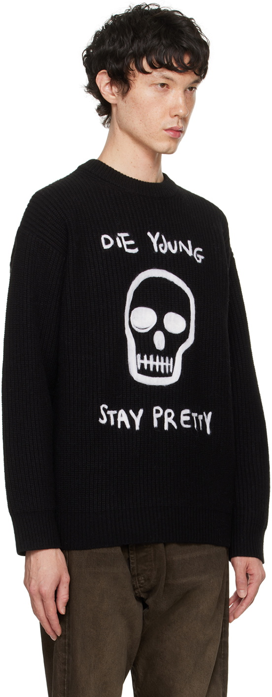 R13 Black Wool Boyfriend 'Die Young' Sweater