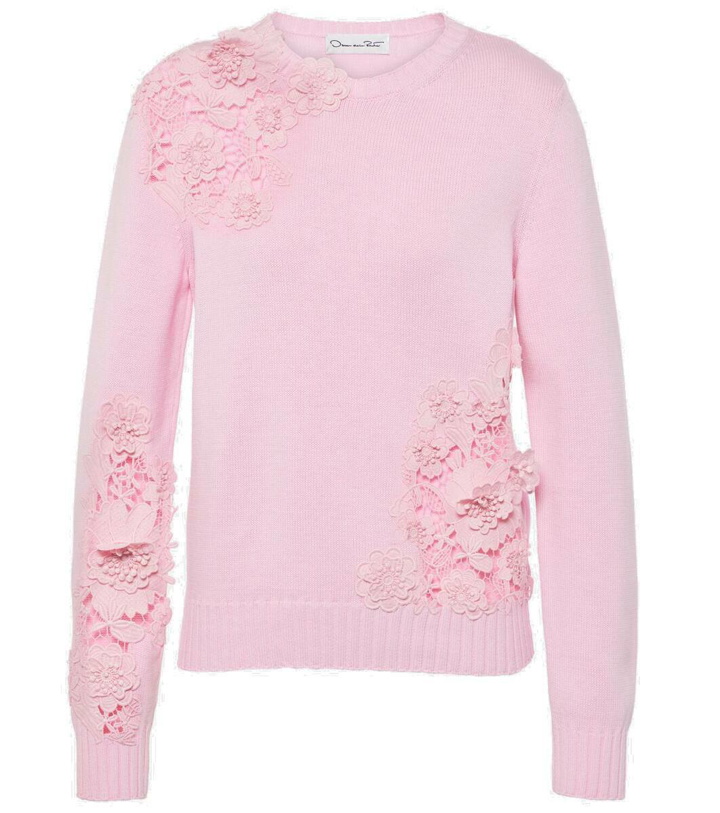 Photo: Oscar de la Renta Floral lace-trimmed cotton sweater