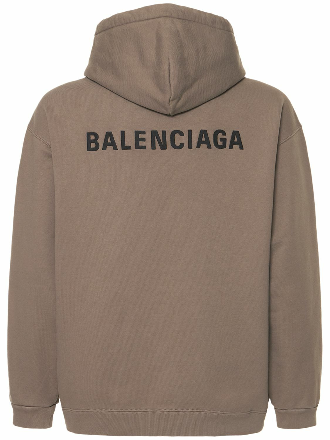 BALENCIAGA - Logo Embroidery Cotton Hoodie Balenciaga