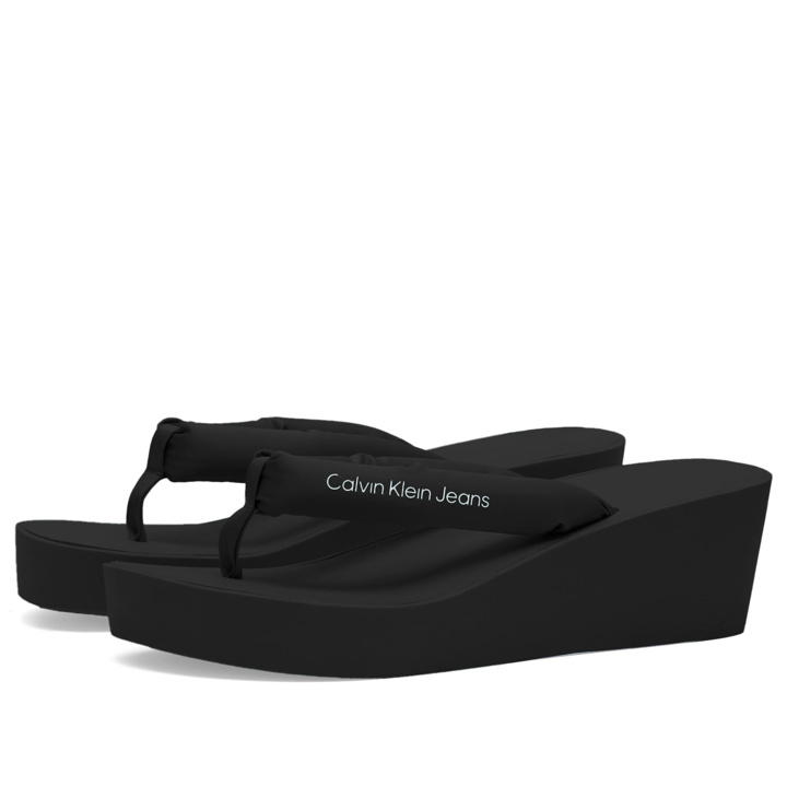 Photo: Calvin Klein Women's Padded Flip Flop in Black/Bright White