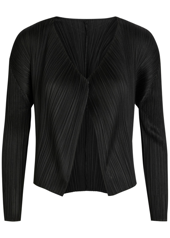 Photo: Pleats Please Issey Miyake Pleated Woven Cardigan Black