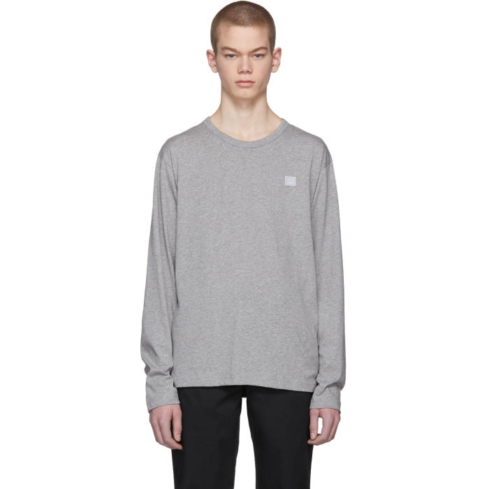 Photo: Acne Studios Grey Long Sleeve Nash Face T-Shirt