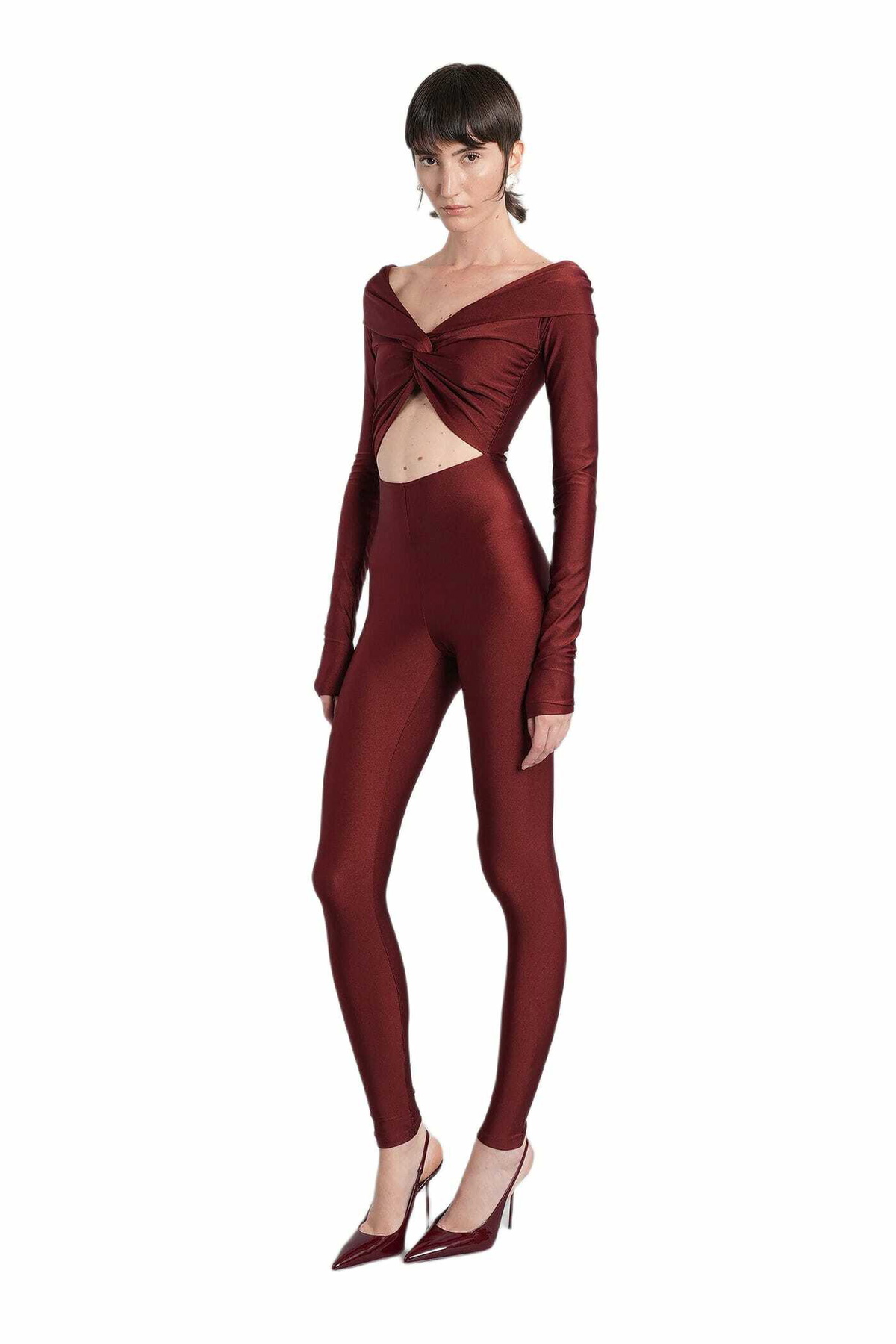 The Andamane Kendall Jumpsuit In Bordeaux Polyamide